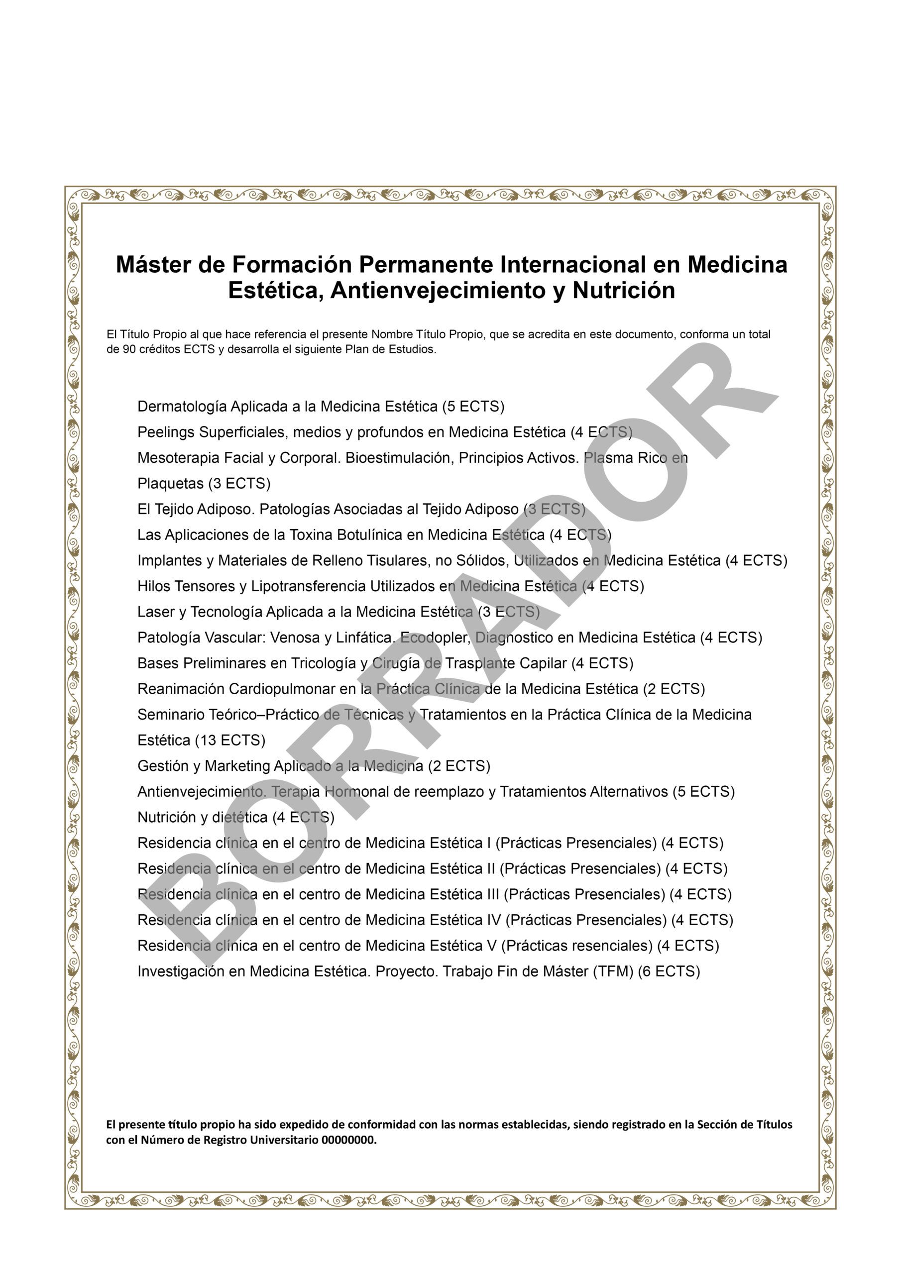 Diploma Máster Estética semipresencial reverso Diploma Máster Estética semipresencial reverso