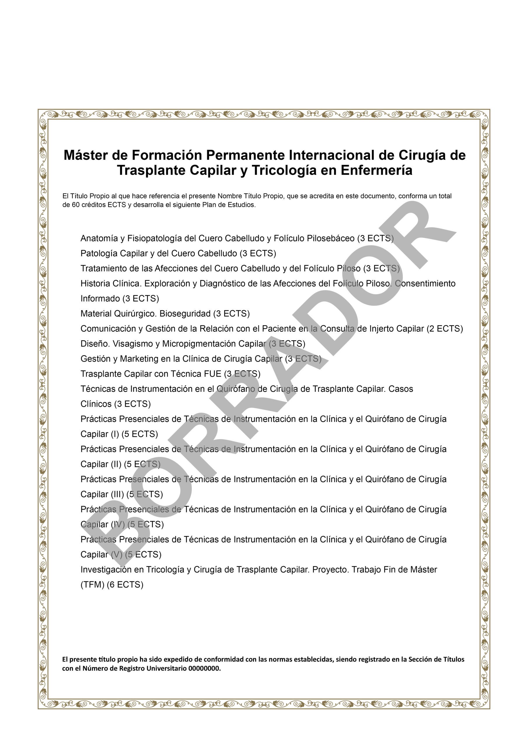 Diploma Tricología Enfermería reverso Diploma Tricología Enfermería reverso